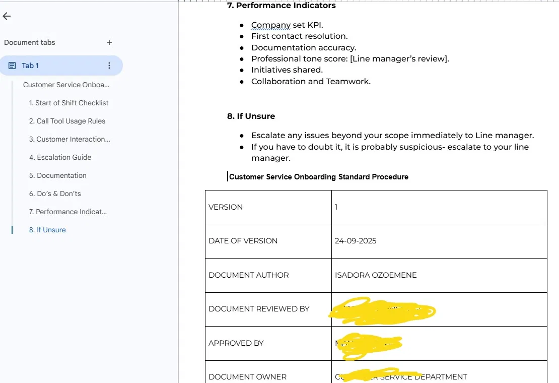 Onboarding SOP